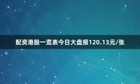 配资港股一览表今日大盘报120.13元/张